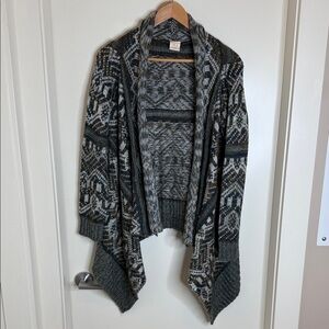 Chic Geometric Open Front Cardigan